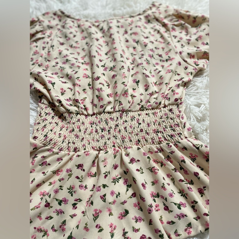 Retro Chic Western Cowgirl Vintage 40s 50s Pinup Floral Peplum Corset Top Pink M - Picture 5 of 5